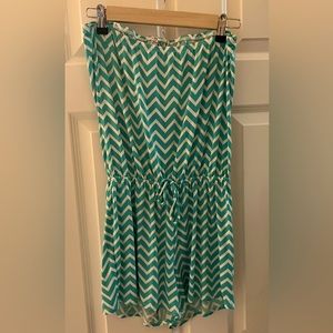 In Romper medium chevron teal and white tie waist